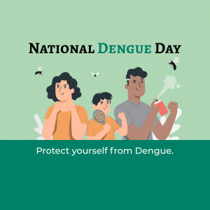 Illustration depicting a family protecting themselves from mosquitoes on National Dengue Day.