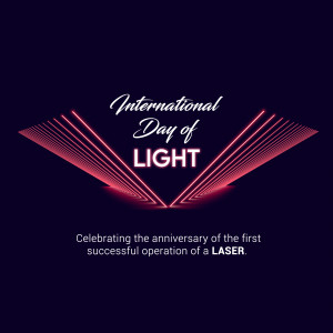 International Day of Light graphic with red light beams and text
