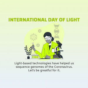 Illustration of a scientist working with light-based technologies to sequence the Coronavirus genome.
