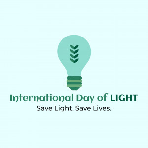 Illustration of a lightbulb with a plant growing inside, promoting International Day of Light.