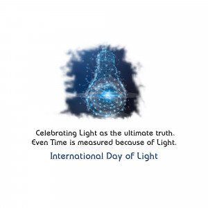 Digital illustration of a lightbulb with particles, celebrating the International Day of Light.