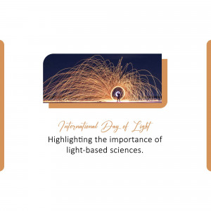 Image celebrating the International Day of Light with a light painting and text.