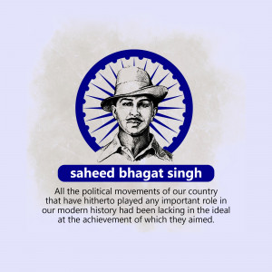 Portrait of Shaheed Bhagat Singh with Indian flag background