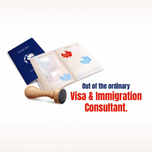 Passport, visa, and stamp representing immigration services
