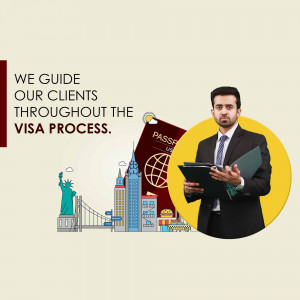Man holding documents with visa and travel imagery