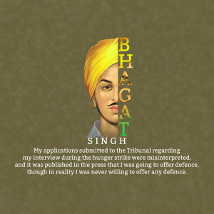 Portrait of Bhagat Singh with a quote