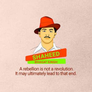 Portrait of Shaheed Bhagat Singh with a quote