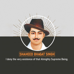 Portrait of Shaheed Bhagat Singh with a quote