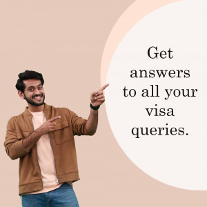 Man pointing towards text about visa queries