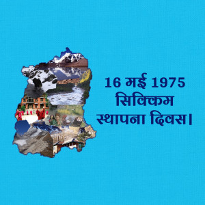 Image commemorating the establishment day of Sikkim, India.