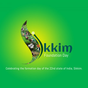 Sikkim Foundation Day logo with green background
