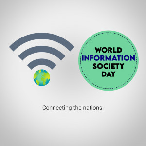 World Information Society Day graphic with a globe and wifi signal
