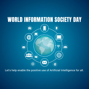World Information Society Day graphic with globe and digital icons