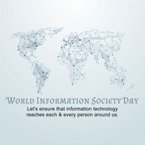 World map made of interconnected lines and dots with text 'World Information Society Day'