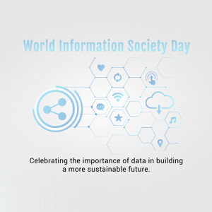 World Information Society Day graphic with data and technology icons
