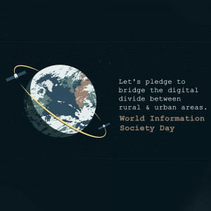 Illustration of Earth with satellites orbiting, promoting digital inclusion.