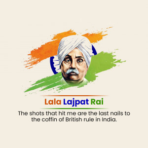 Portrait of Lala Lajpat Rai with Indian flag background