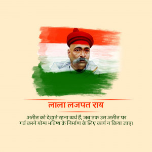 Portrait of Lala Lajpat Rai with Indian Flag Background