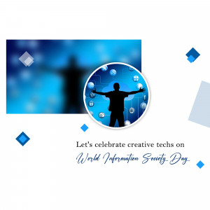 Silhouette of a person with digital icons, celebrating World Information Society Day