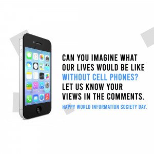 Image of a smartphone with text asking about life without cell phones.