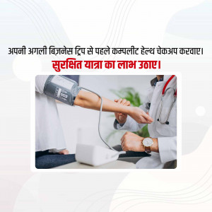 Doctor checking a patient's blood pressure before a trip