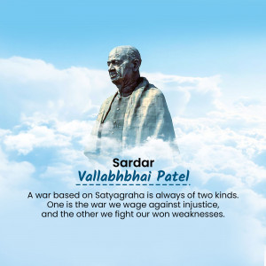 Statue of Unity depicting Sardar Vallabhbhai Patel against a cloudy sky