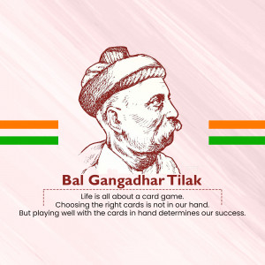 Portrait of Bal Gangadhar Tilak with Indian flag colors