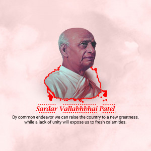Portrait of Sardar Vallabhbhai Patel with a map of India