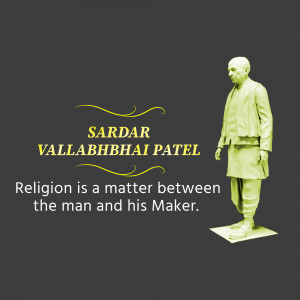 Image of Sardar Vallabhbhai Patel with a quote about religion