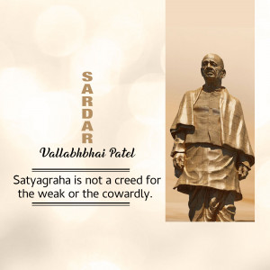 Statue of Sardar Vallabhbhai Patel with a quote