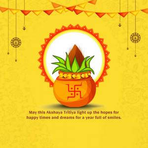 Akshaya Tritiya celebration with coconut, leaves, and traditional decorations