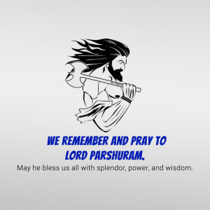 Illustration of Lord Parshuram with axe and text