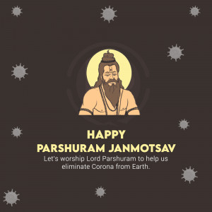 Image depicting Lord Parshuram with text 'Happy Parshuram Janmotsav'