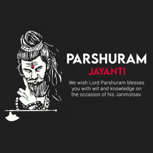 Illustration of Lord Parshuram with text 'Parshuram Jayanti'