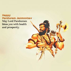 Image of Lord Parshuram with a blessing message for Parshuram Jayanti