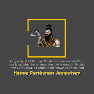 Image of Lord Parshuram with an axe, celebrating Parshuram Jayanti