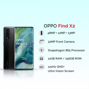 OPPO Find X2 smartphone with key specifications displayed