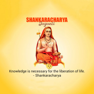 Image of Shankaracharya with text celebrating his Jayanti