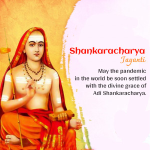 Image of Adi Shankaracharya with text 'Shankracharya Jayanti'