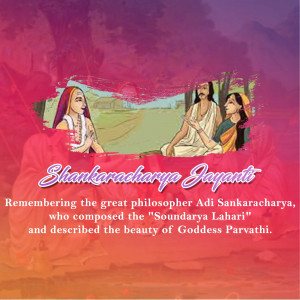 Image depicting Shankaracharya Jayanti with Adi Shankaracharya and Goddess Parvati