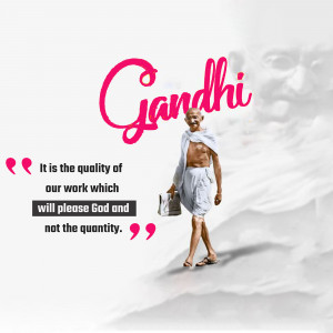 Image of Mahatma Gandhi with a quote about quality over quantity.