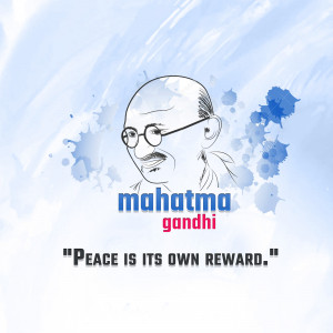 Portrait of Mahatma Gandhi with a quote about peace