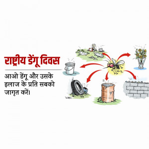 Illustration depicting the life cycle of mosquitoes and the importance of eliminating breeding grounds.