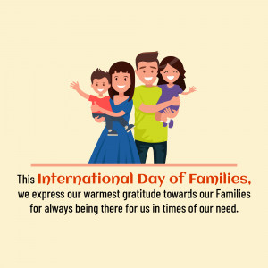 Illustration of a happy family with a message for International Day of Families