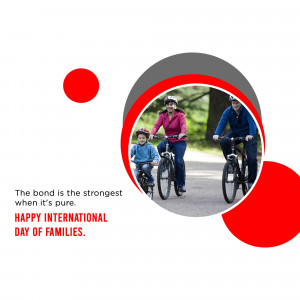 A family of three riding bicycles together on a path in a park.