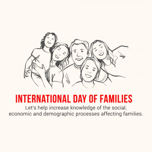 Illustration of a family with text celebrating International Day of Families