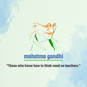 Watercolor portrait of Mahatma Gandhi with a motivational quote.
