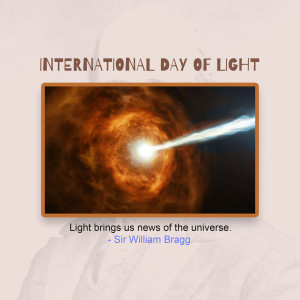 Image commemorating International Day of Light with a nebula and quote.