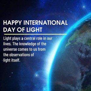 Image celebrating International Day of Light with Earth and space background
