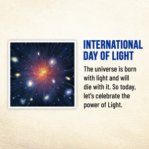 Image commemorating the International Day of Light with a depiction of the universe being born.